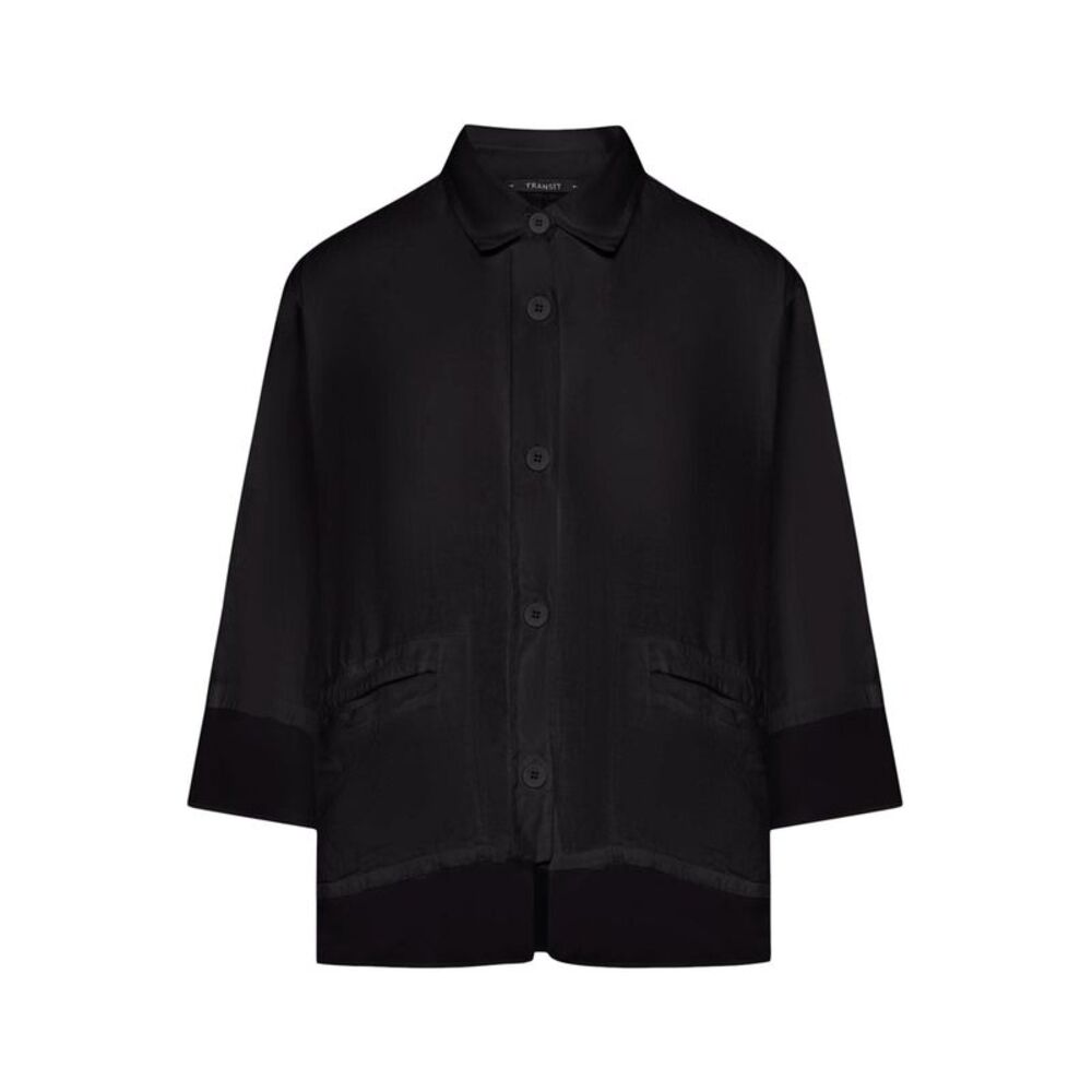 Transit Women 3/4 Sleeve Linen Shirt With Georgette Inserts